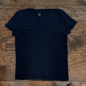 J. Crew Navy Linen V-Neck Short Sleeve Tee